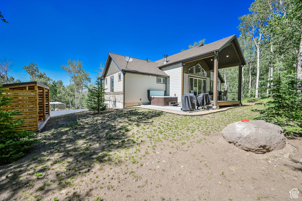 Exterior space with a patio