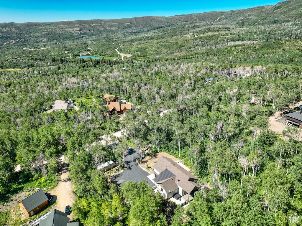 Aerial view with a mountain view