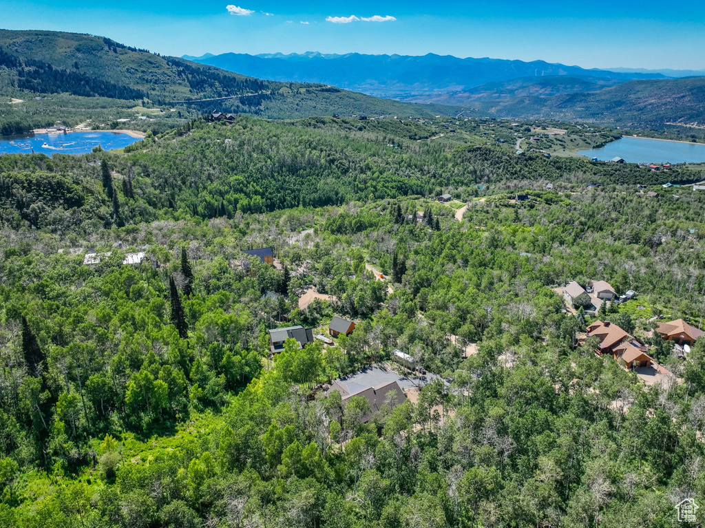 Bird\\\\\\\'s eye view with a water and mountain view