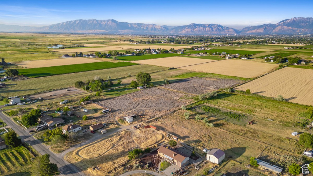 Aerial view with a mountain view and a rural view