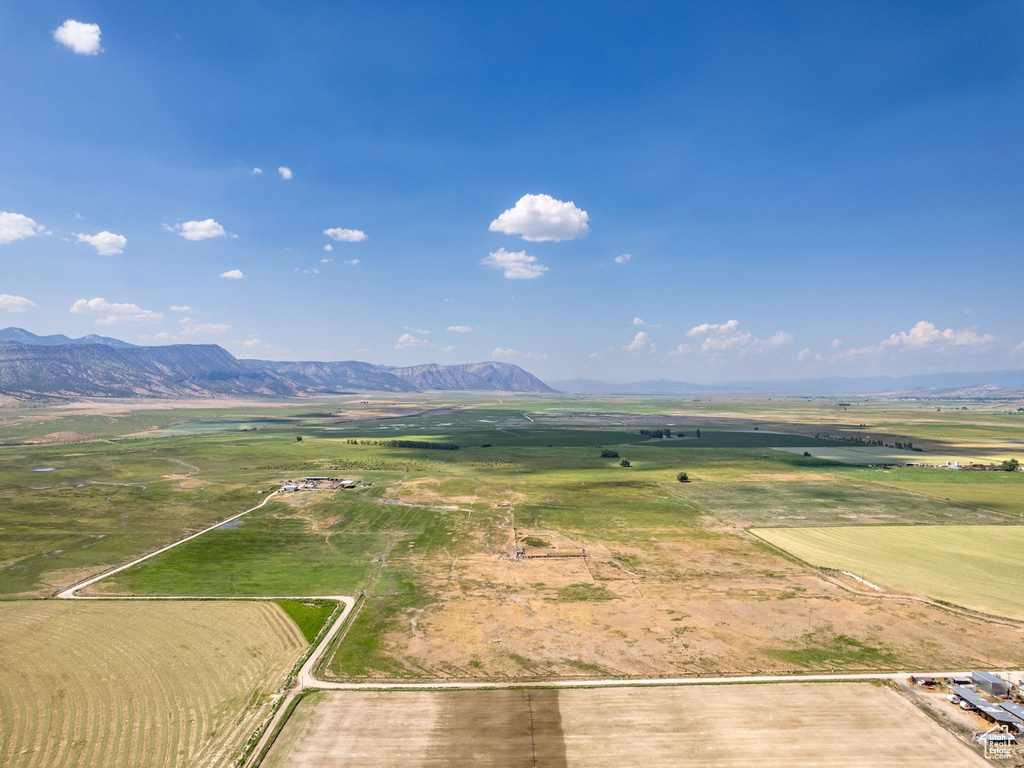 Drone / aerial view featuring a mountain view and a rural view