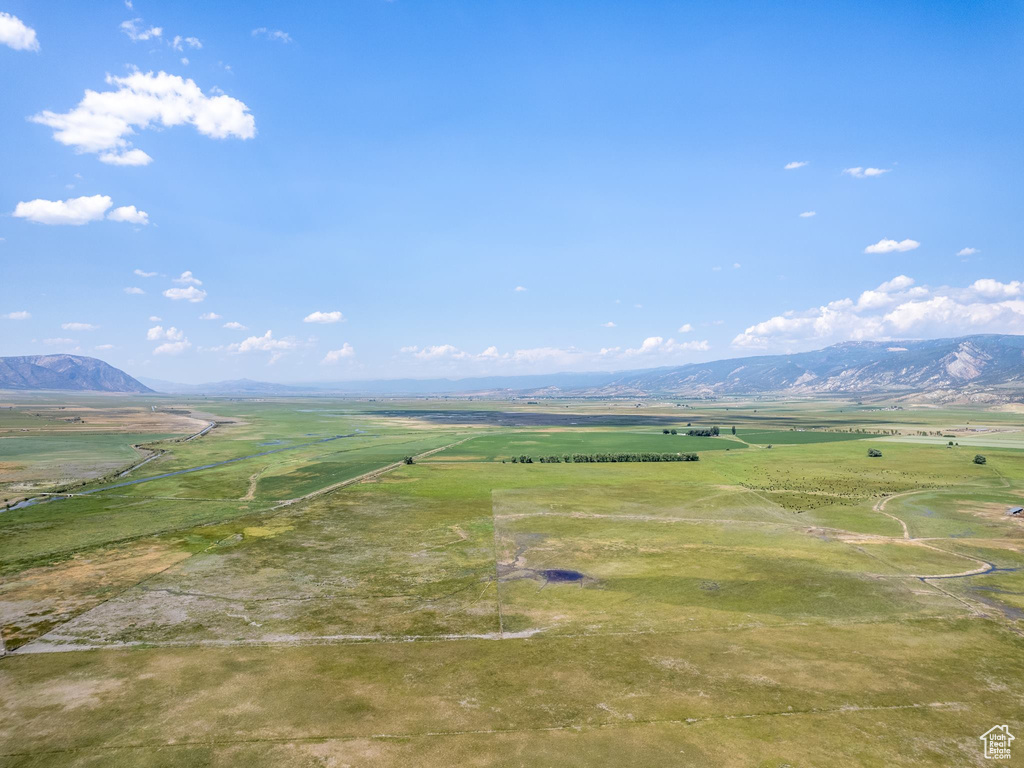 Aerial view featuring a mountain view and a rural view