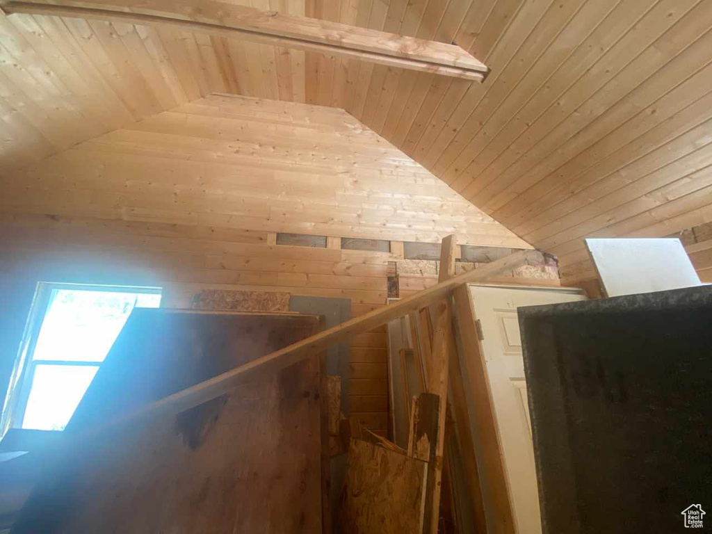 Interior space featuring wooden ceiling