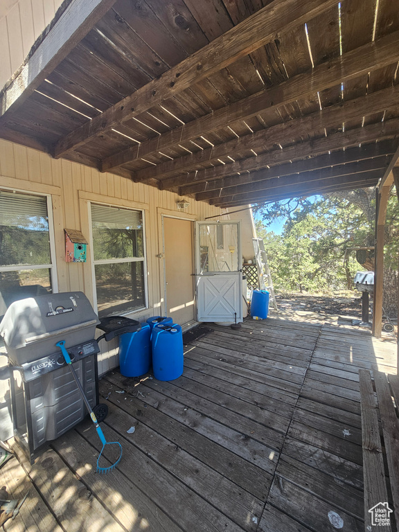 Wooden terrace with grilling area