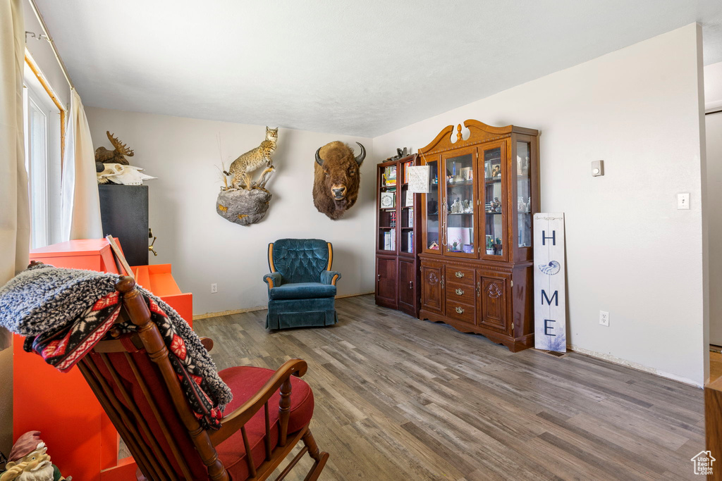 Living area featuring wood-type flooring