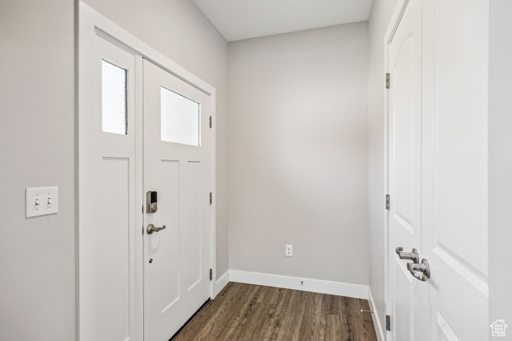 Entrance foyer featuring dark hardwood / wood-style flooring