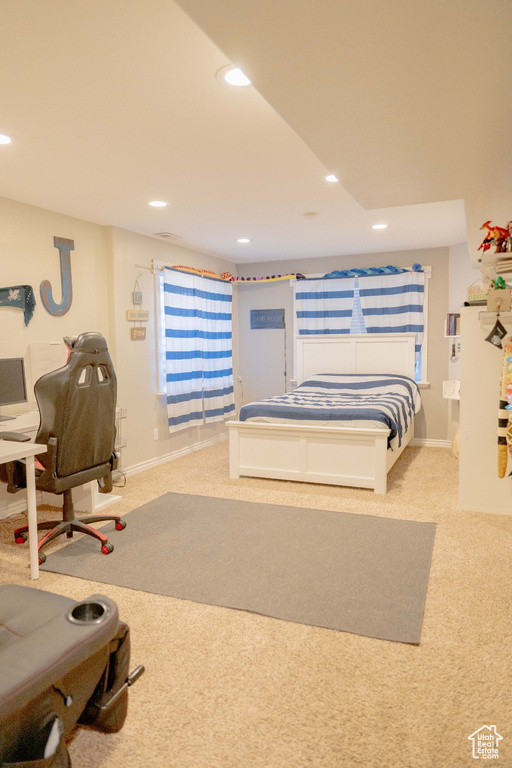 Bedroom with carpet floors