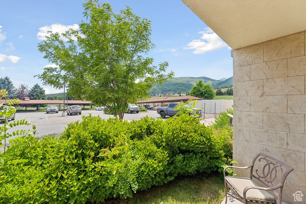 Exterior space with a mountain view