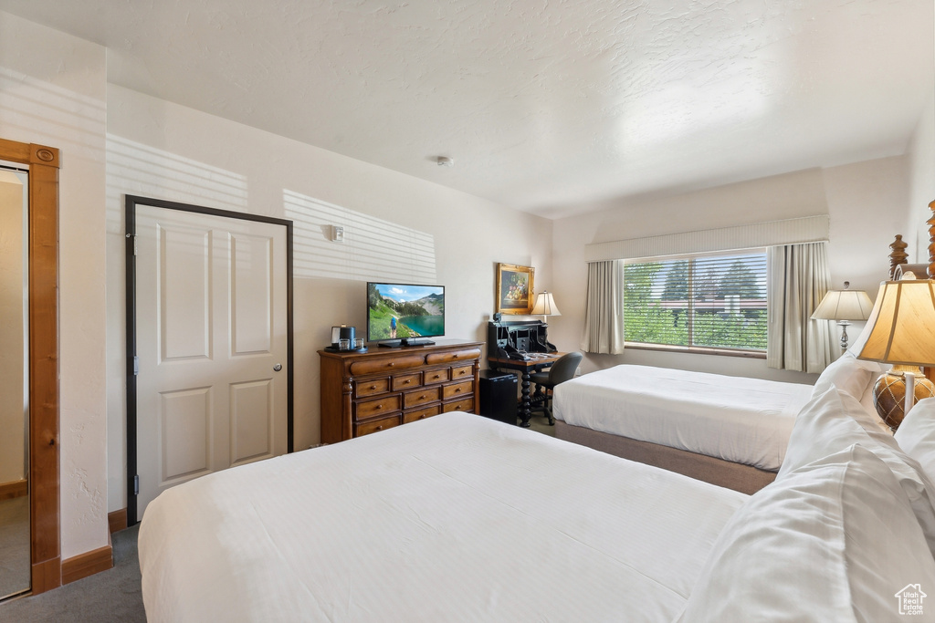 Bedroom featuring carpet