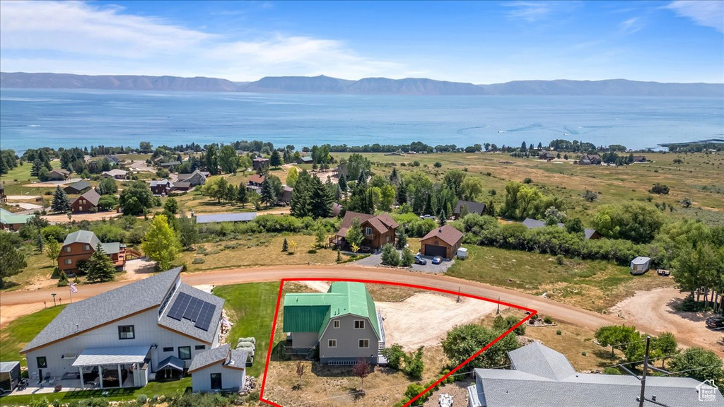 Aerial view featuring a mountain view