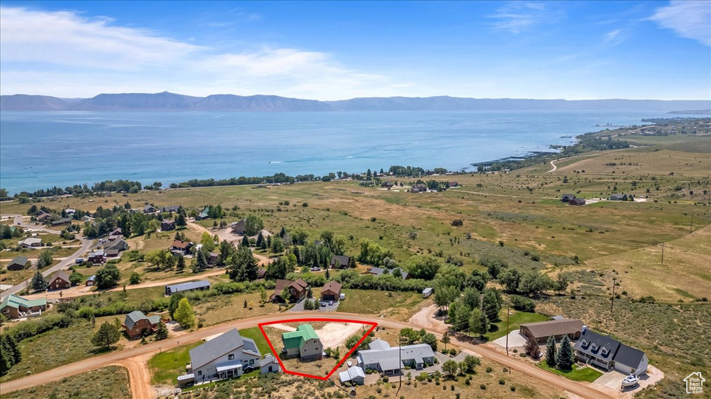Aerial view featuring a mountain view