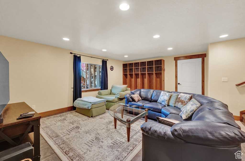 View of tiled living room