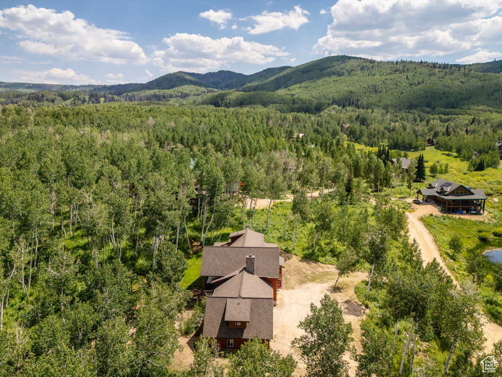 Birds eye view of property featuring a mountain view