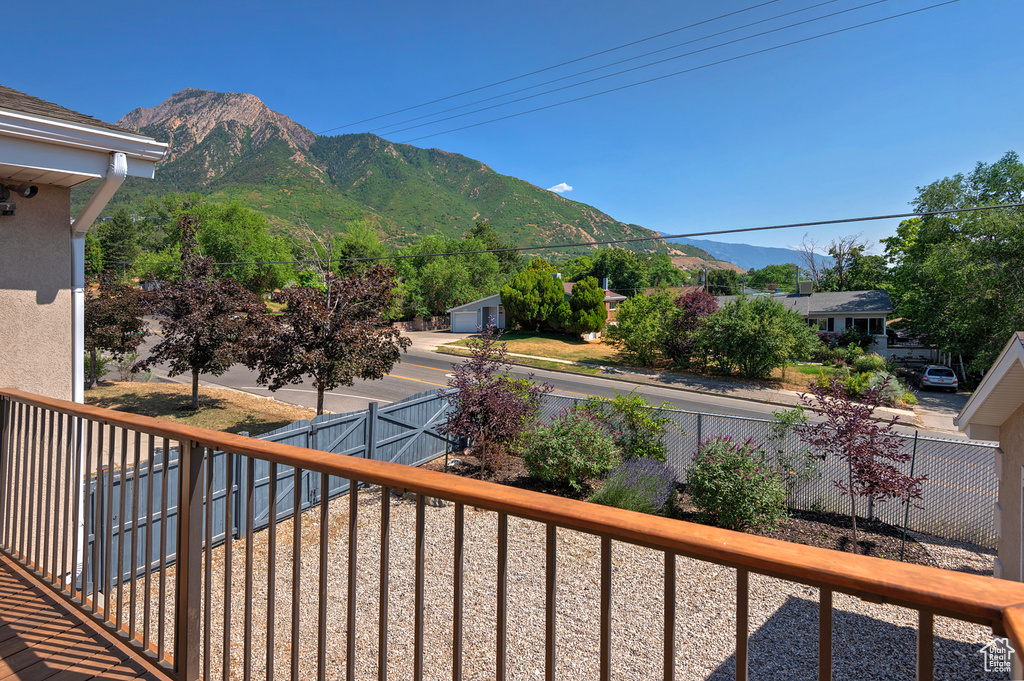 Balcony with a mountain view