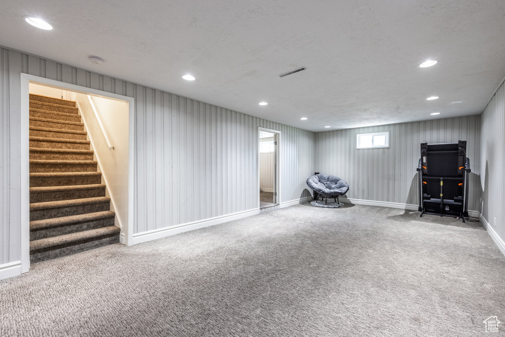 Interior space featuring carpet floors