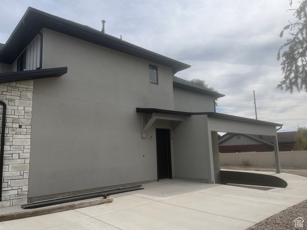 View of home's exterior featuring a patio