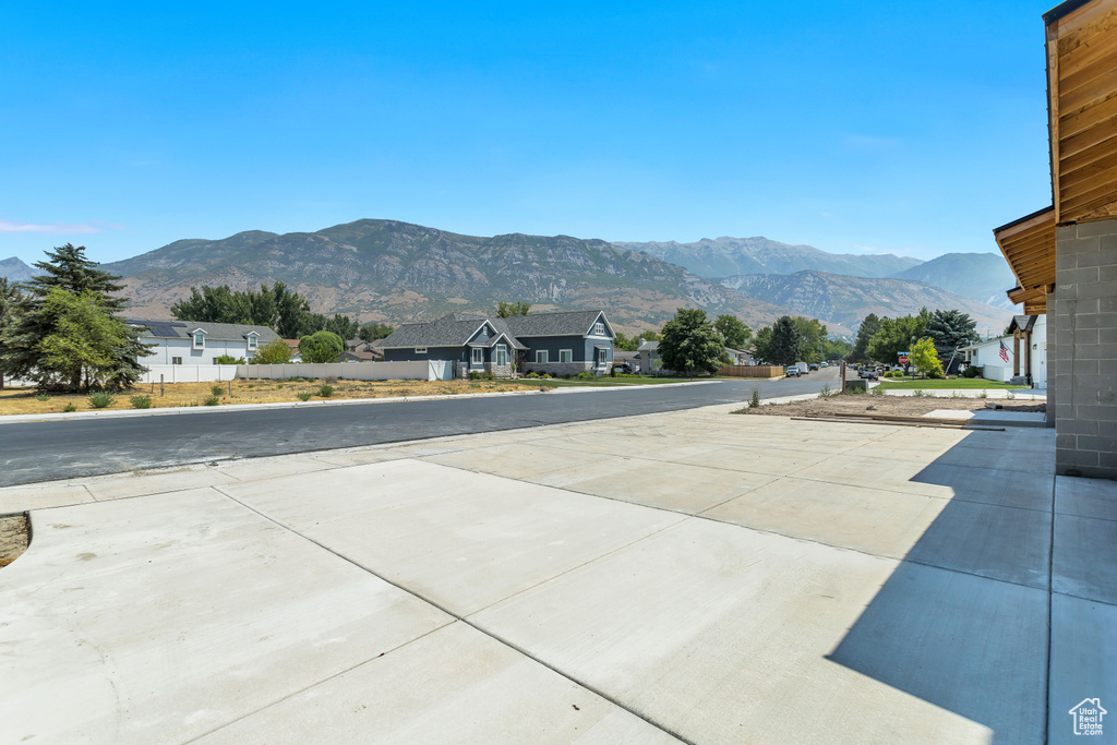 Exterior space featuring a mountain view