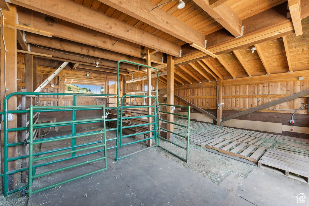 View of horse barn