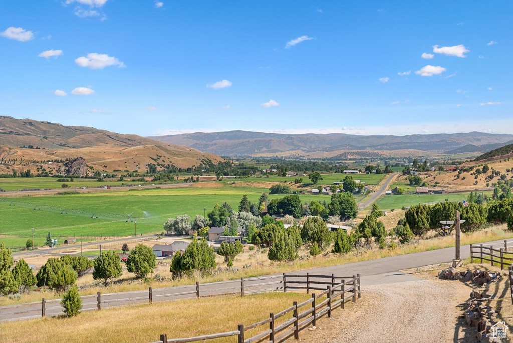 Mountain view featuring a rural view