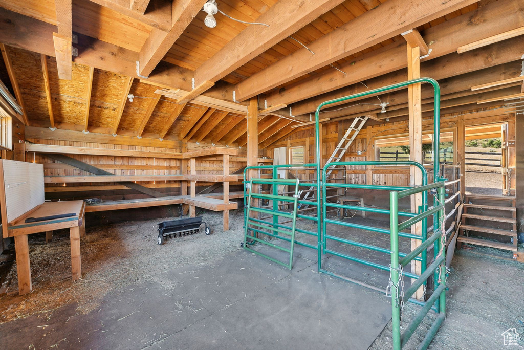 Interior space with lofted ceiling