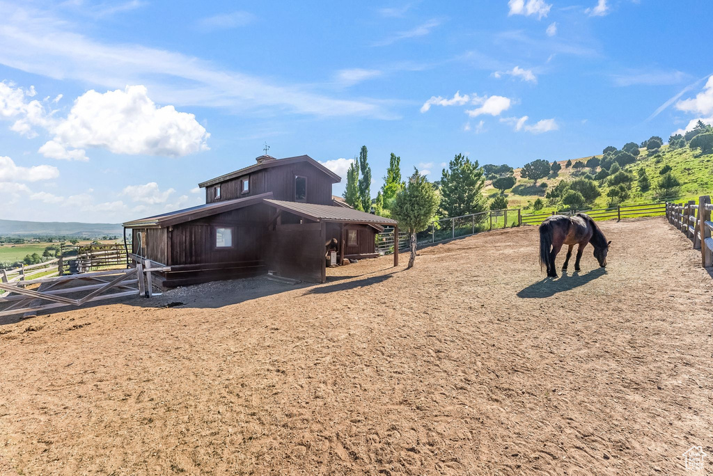 Exterior space featuring a rural view