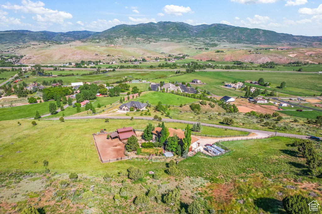 Bird's eye view with a mountain view and a rural view