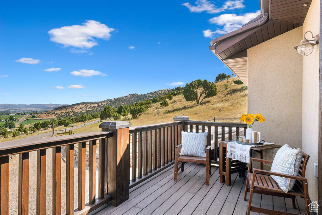 Deck with a mountain view