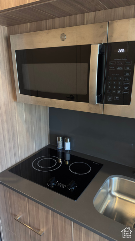 Room details featuring sink and black electric stovetop