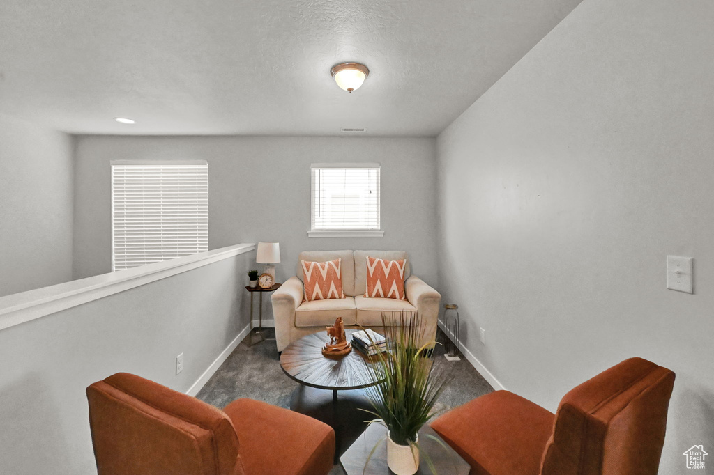 Living area featuring carpet floors