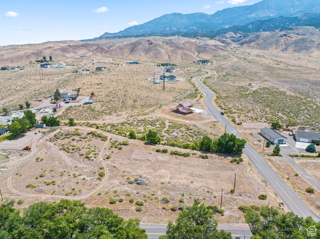 Aerial view featuring a mountain view