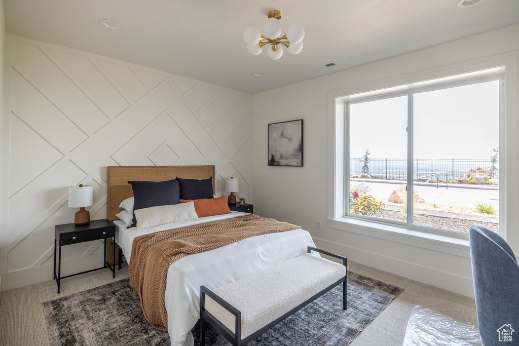 Bedroom featuring carpet