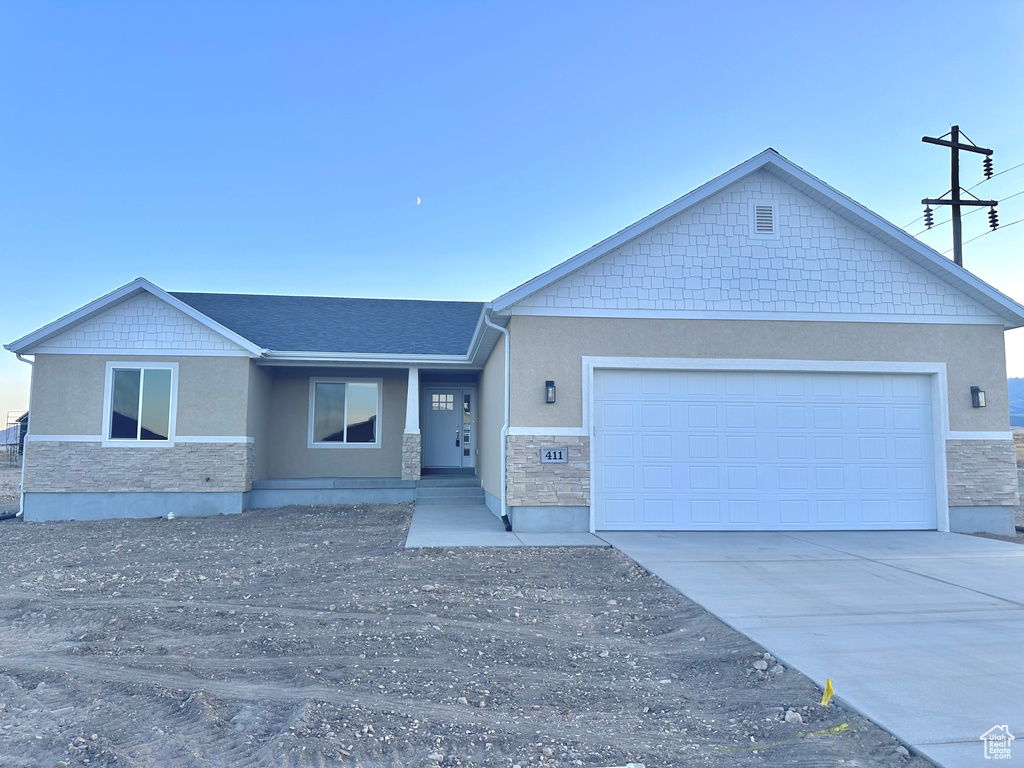 View of front of house with a garage