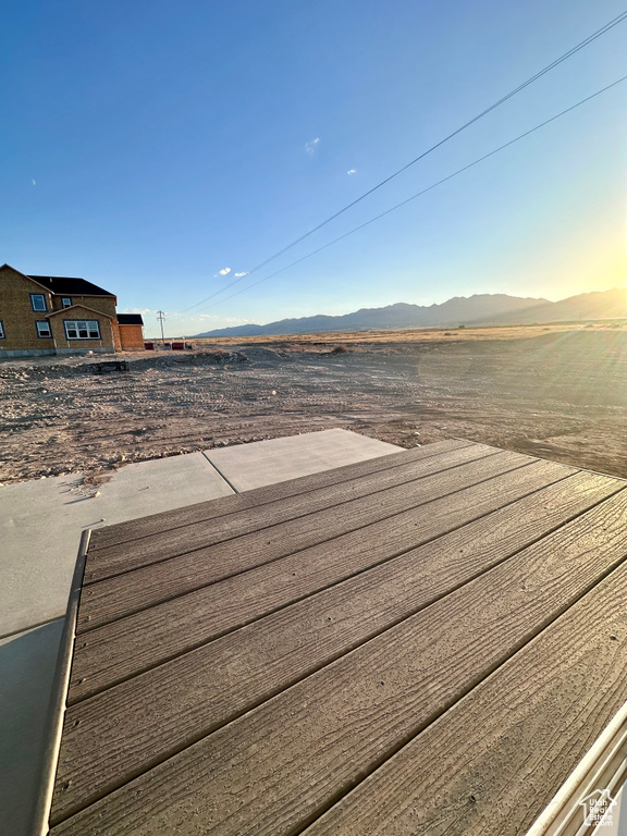 Deck featuring a mountain view