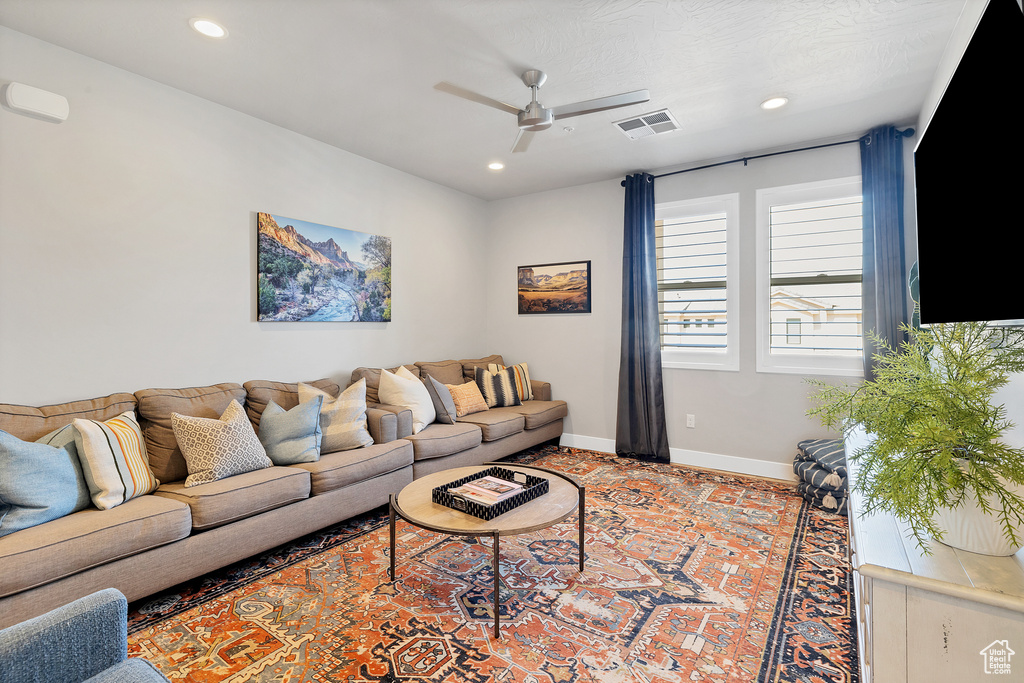 Living room with ceiling fan