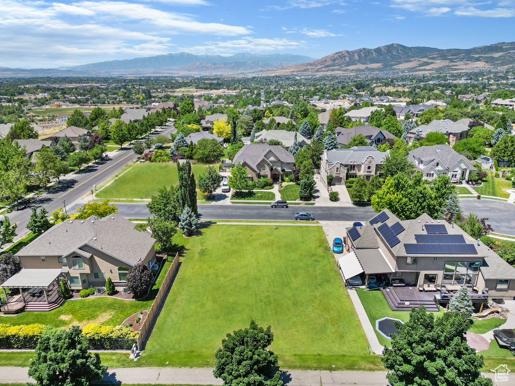 Aerial view featuring a mountain view