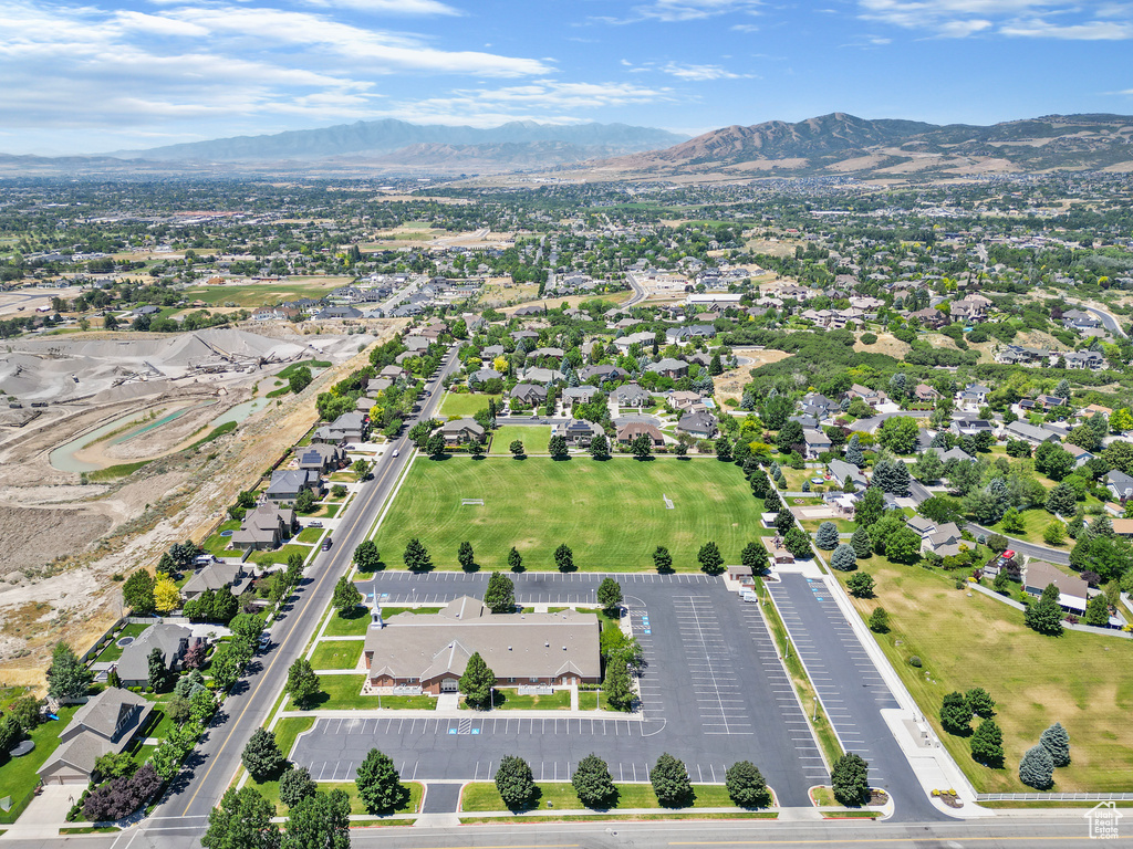 Aerial view featuring a mountain view