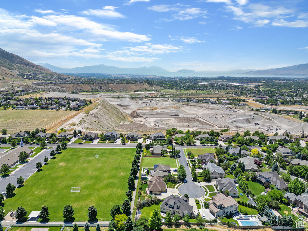 Aerial view featuring a mountain view