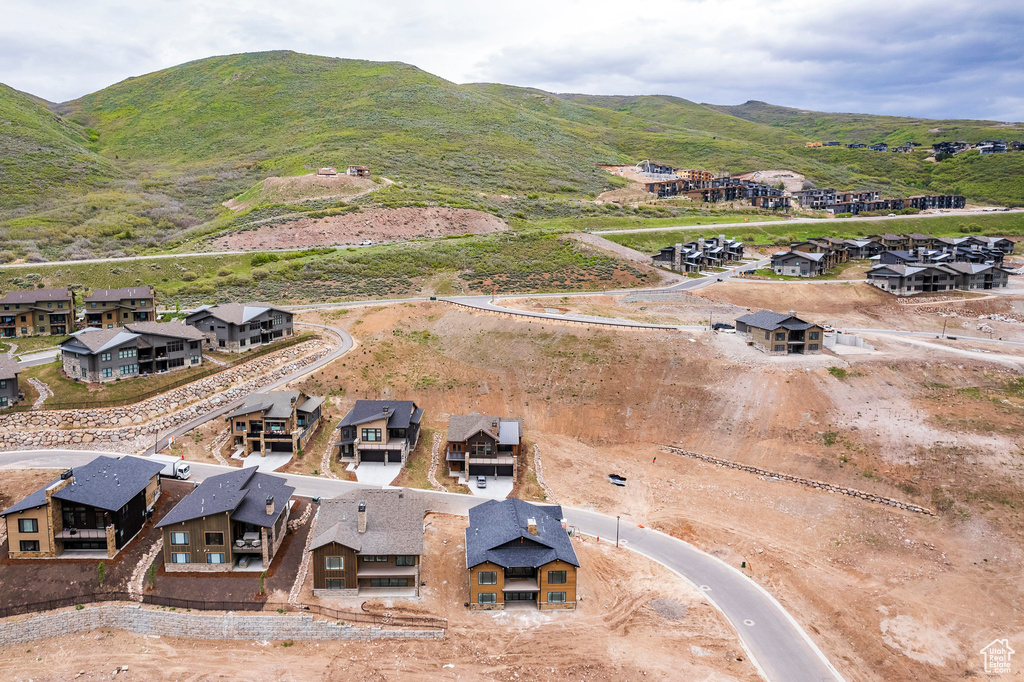 Aerial view with a mountain view