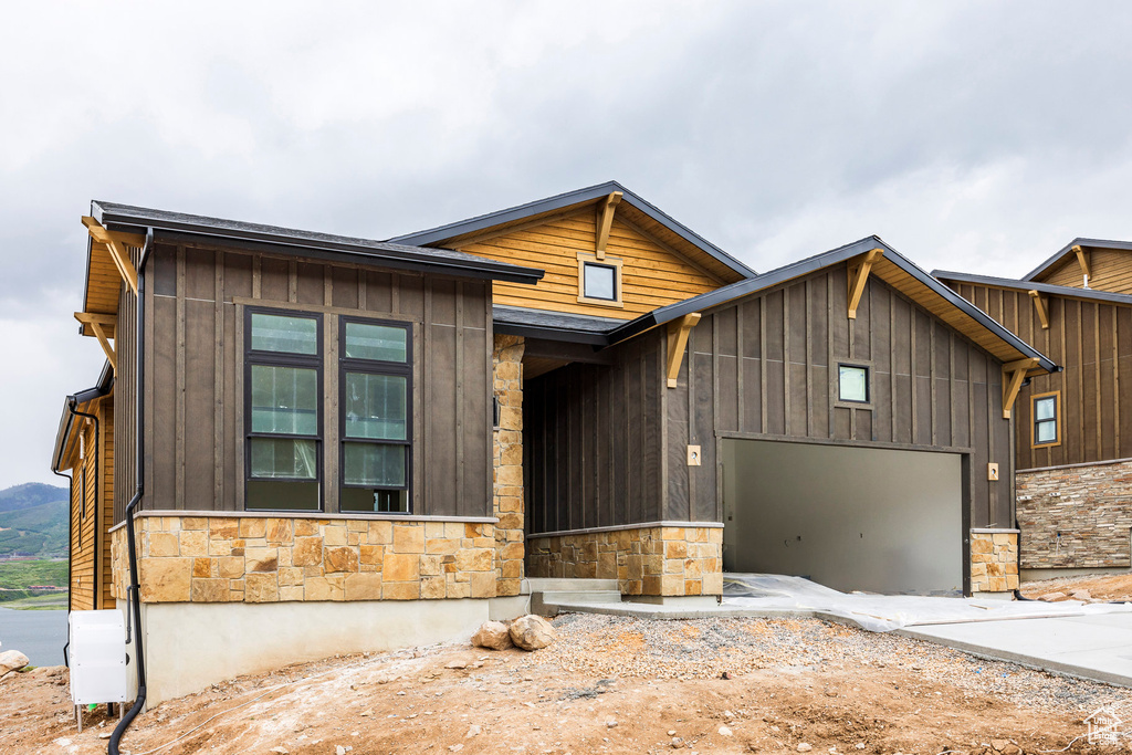 View of front of home with a garage