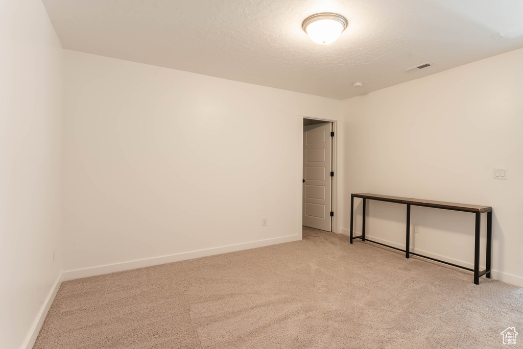 Unfurnished room with light carpet