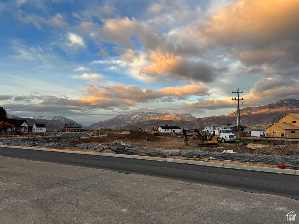 Exterior space featuring a mountain view