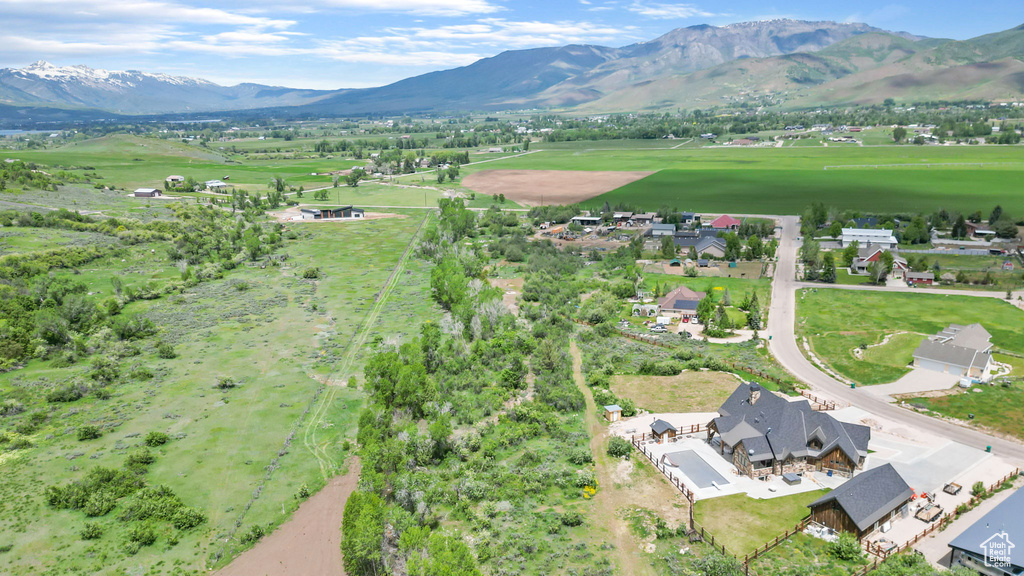 Aerial view featuring a mountain view