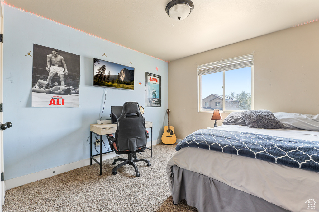 Bedroom with carpet floors