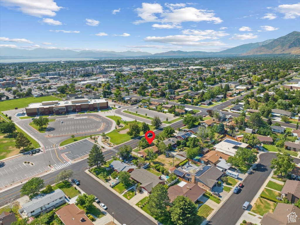 Drone / aerial view with a mountain view