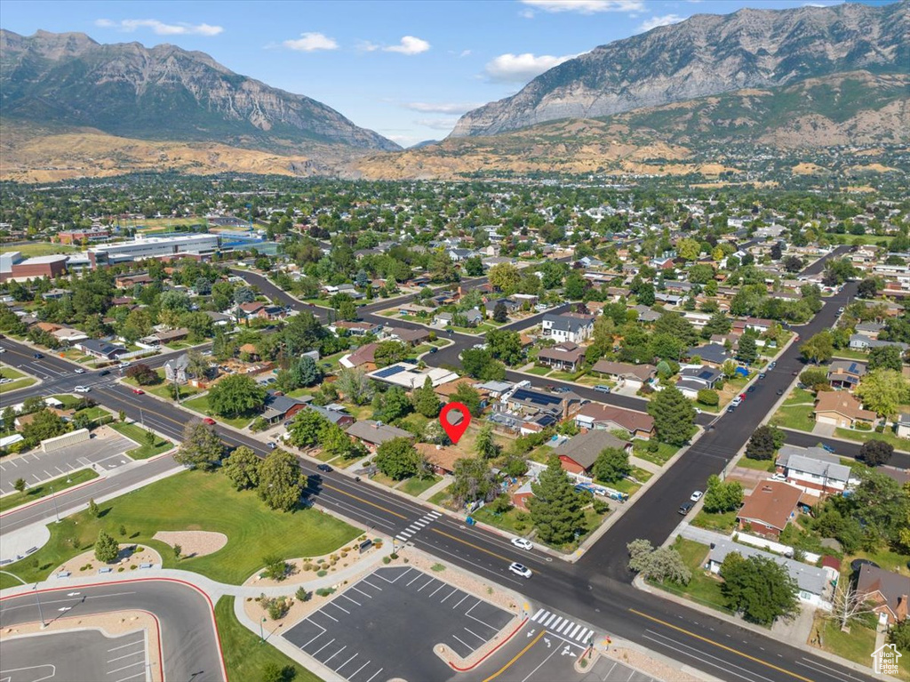 Drone / aerial view with a mountain view