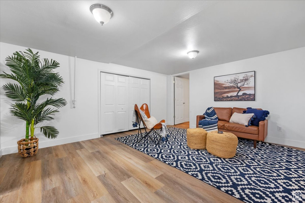 Living area featuring light hardwood / wood-style flooring