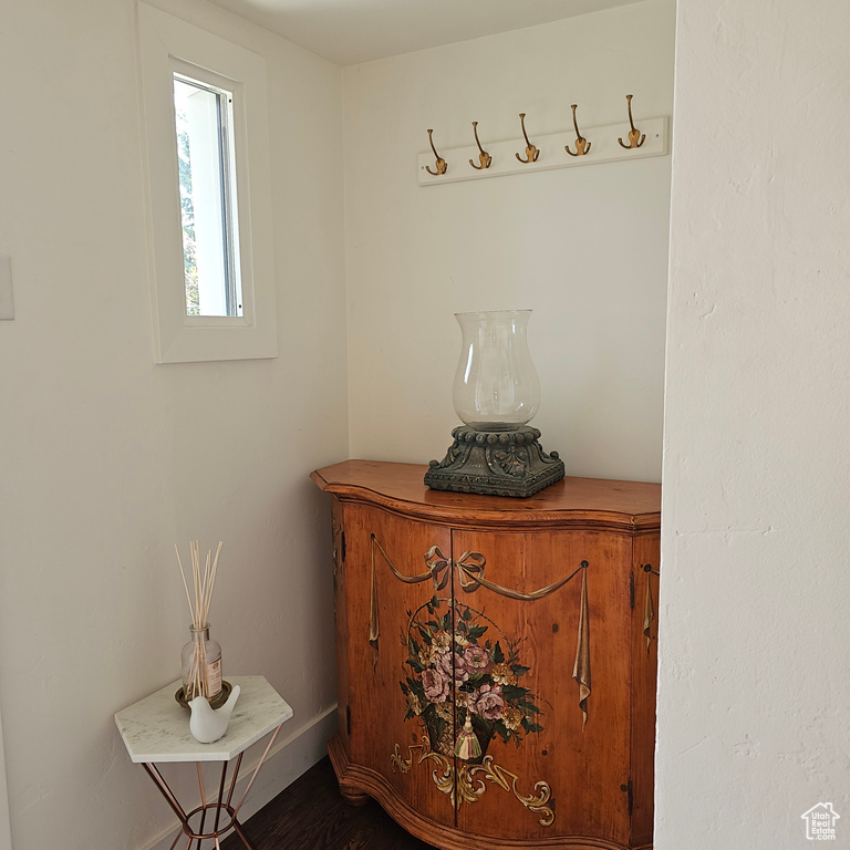 Bathroom with wood-type flooring