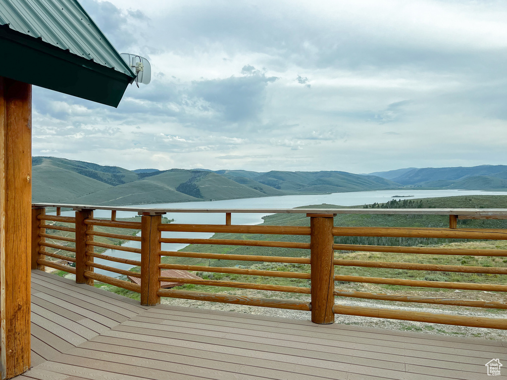 Wooden terrace with a mountain view