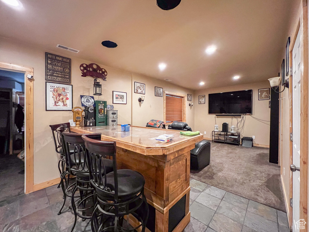 Interior space with tile patterned floors