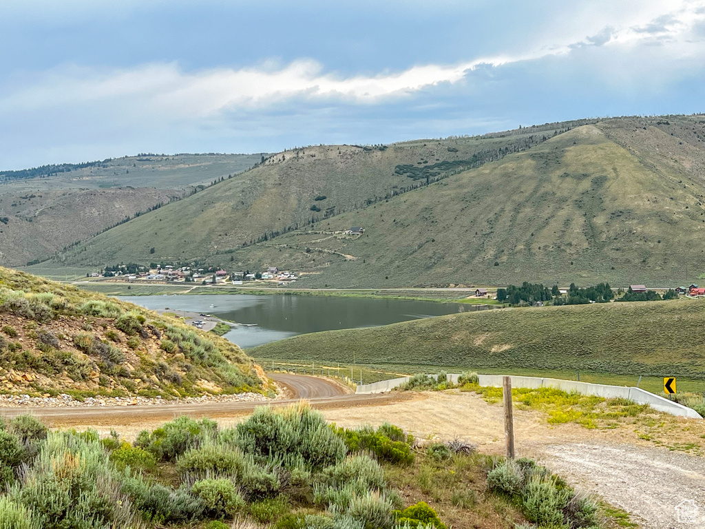 View of mountain feature with a water view